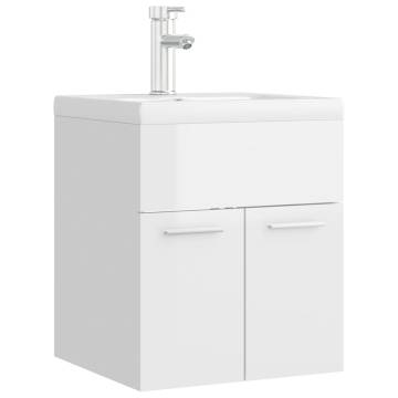 High Gloss White Sink Cabinet with Built-in Basin | Hipo Market