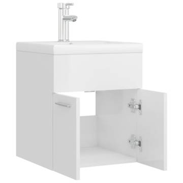 High Gloss White Sink Cabinet with Built-in Basin | Hipo Market