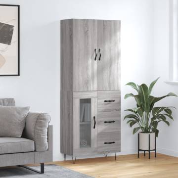 Stylish Highboard Grey Sonoma - 69.5x34x180 cm