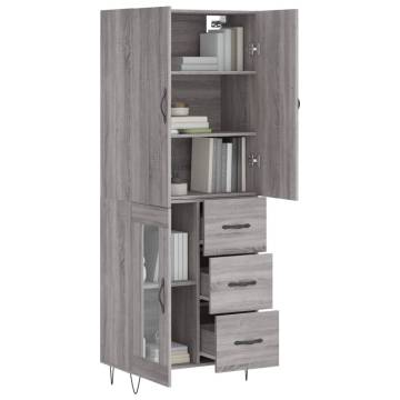 Stylish Highboard Grey Sonoma - 69.5x34x180 cm