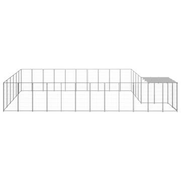 Dog Kennel Silver 19.36 m² Steel - Durable Outdoor Play Area