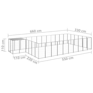 Dog Kennel Silver 19.36 m² Steel - Durable Outdoor Play Area