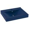 Luxury Dark Blue Ceramic Basin with Faucet Hole | 60x46 cm