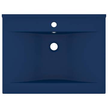 Luxury Dark Blue Ceramic Basin with Faucet Hole | 60x46 cm