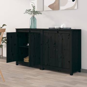 Black Solid Wood Pine Sideboards - 2 pcs | HipoMarket UK