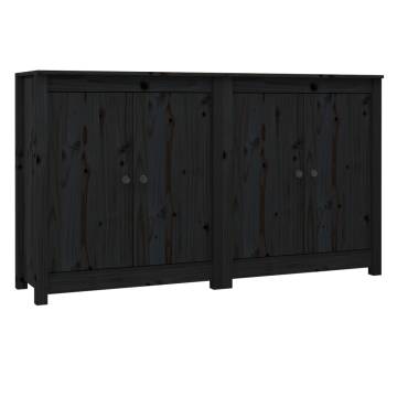 Black Solid Wood Pine Sideboards - 2 pcs | HipoMarket UK