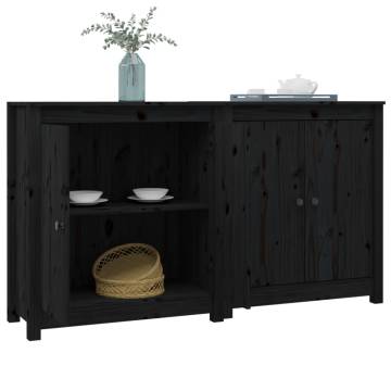 Black Solid Wood Pine Sideboards - 2 pcs | HipoMarket UK