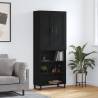 Highboard Black 69.5x34x180 cm Engineered Wood Colour black Quantity in Package 1 Model 3 shelves 