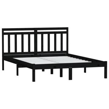 Black Bed Frame 120x190 cm - Small Double Solid Wood