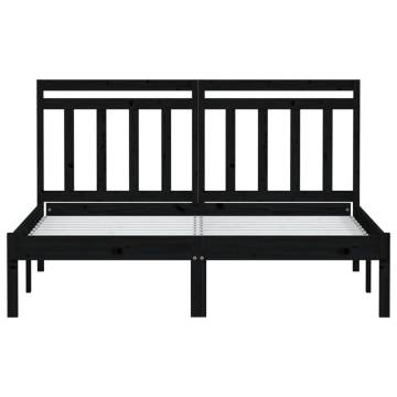 Black Bed Frame 120x190 cm - Small Double Solid Wood