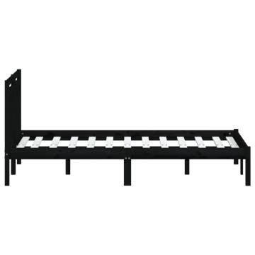 Black Bed Frame 120x190 cm - Small Double Solid Wood