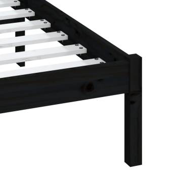 Black Bed Frame 120x190 cm - Small Double Solid Wood