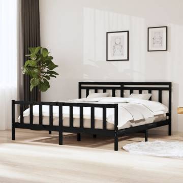 Black Solid Wood Bed Frame 200x200 cm - Timeless Design