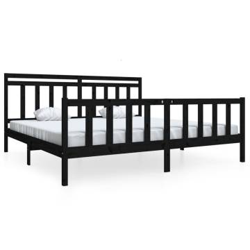 Black Solid Wood Bed Frame 200x200 cm - Timeless Design