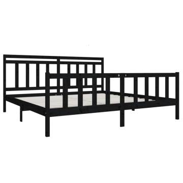 Black Solid Wood Bed Frame 200x200 cm - Timeless Design