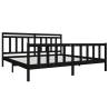 Black Solid Wood Bed Frame 200x200 cm - Timeless Design