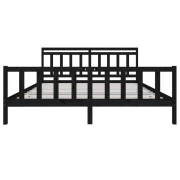 Black Solid Wood Bed Frame 200x200 cm - Timeless Design