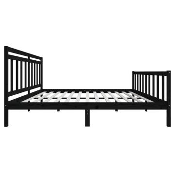 Black Solid Wood Bed Frame 200x200 cm - Timeless Design