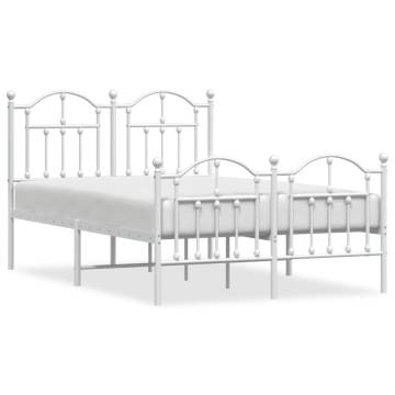 Elegant White Metal Bed Frame with Headboard 120x190 cm