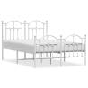 Elegant White Metal Bed Frame with Headboard 120x190 cm