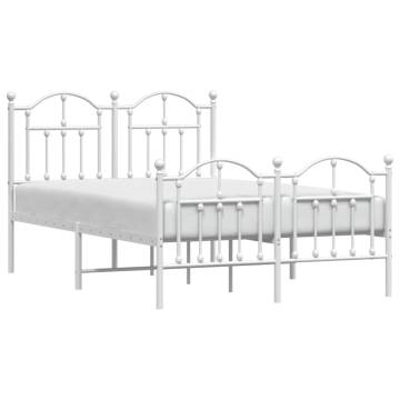 Elegant White Metal Bed Frame with Headboard 120x190 cm