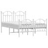 Elegant White Metal Bed Frame with Headboard 120x190 cm