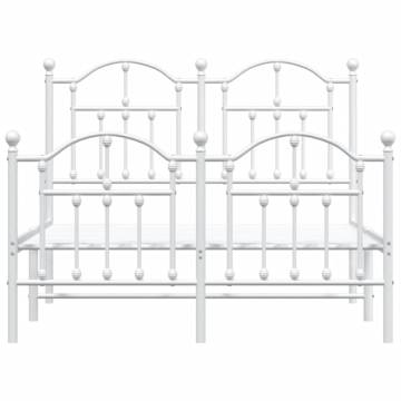 Elegant White Metal Bed Frame with Headboard 120x190 cm