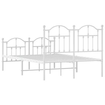 Elegant White Metal Bed Frame with Headboard 120x190 cm