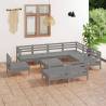 10-Piece Garden Lounge Set – Solid Pinewood in Grey