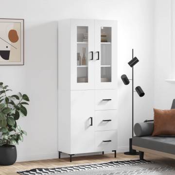 Highboard High Gloss White 69.5x34x180 cm - Stylish Storage