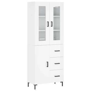 Highboard High Gloss White 69.5x34x180 cm - Stylish Storage