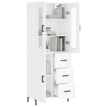 Highboard High Gloss White 69.5x34x180 cm - Stylish Storage