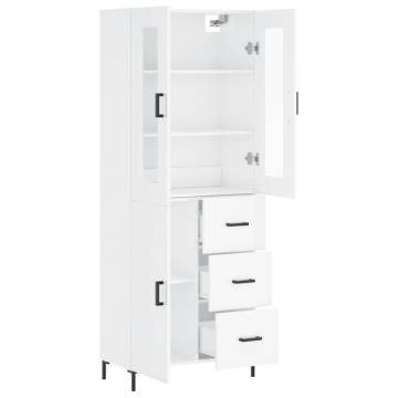 Highboard High Gloss White 69.5x34x180 cm - Stylish Storage