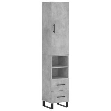 Stylish Highboard Concrete Grey - 34.5x34x180 cm | HipoMarket