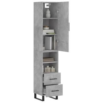 Stylish Highboard Concrete Grey - 34.5x34x180 cm | HipoMarket