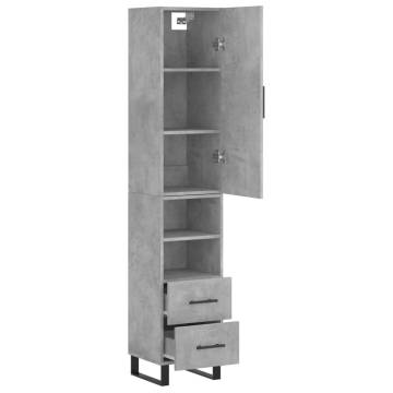 Stylish Highboard Concrete Grey - 34.5x34x180 cm | HipoMarket