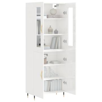 Stylish Highboard High Gloss White - 69.5x34x180 cm