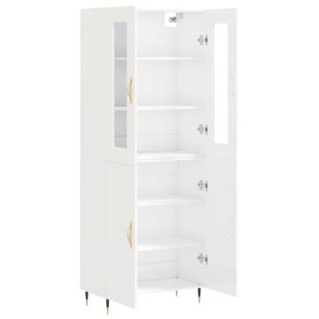 Stylish Highboard High Gloss White - 69.5x34x180 cm