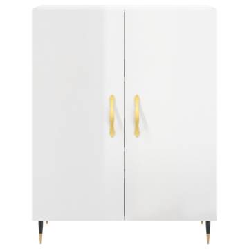 Stylish Highboard High Gloss White - 69.5x34x180 cm