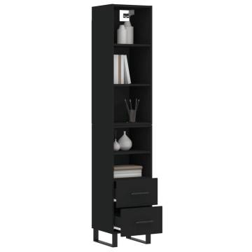 Stylish Highboard Black 34.5x34x180 cm | Hipomarket