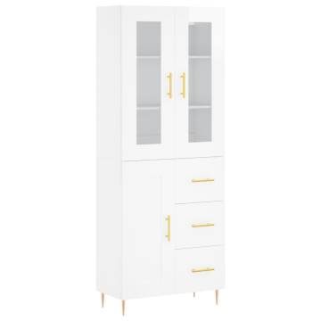 Stylish Highboard High Gloss White - 69.5x34x180 cm