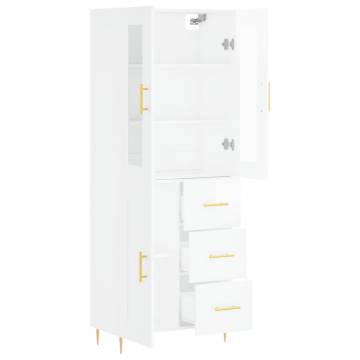 Stylish Highboard High Gloss White - 69.5x34x180 cm