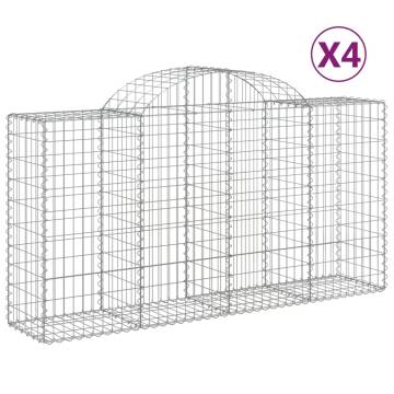 Arched Gabion Baskets 4 pcs - Galvanised Iron Garden Barriers