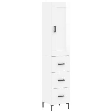 Stylish Highboard High Gloss White - 34.5x34x180 cm