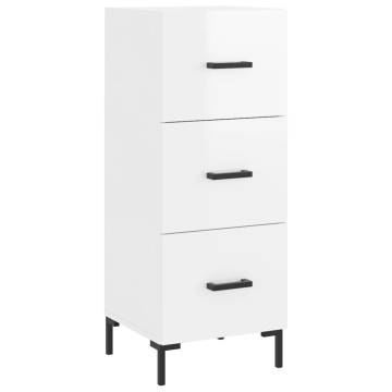 Stylish Highboard High Gloss White - 34.5x34x180 cm