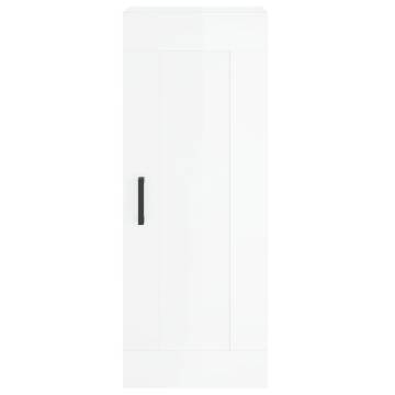 Stylish Highboard High Gloss White - 34.5x34x180 cm