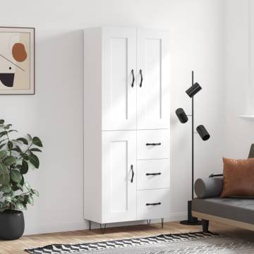 Stylish Highboard White 69.5x34x180 cm | Durable Engineered Wood