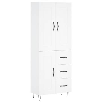 Stylish Highboard White 69.5x34x180 cm | Durable Engineered Wood