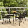 5 Piece Garden Dining Set Black Poly Rattan Colour black Size 80 cm table length Number of 4 