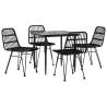 5 Piece Garden Dining Set - Black Poly Rattan | HipoMarket